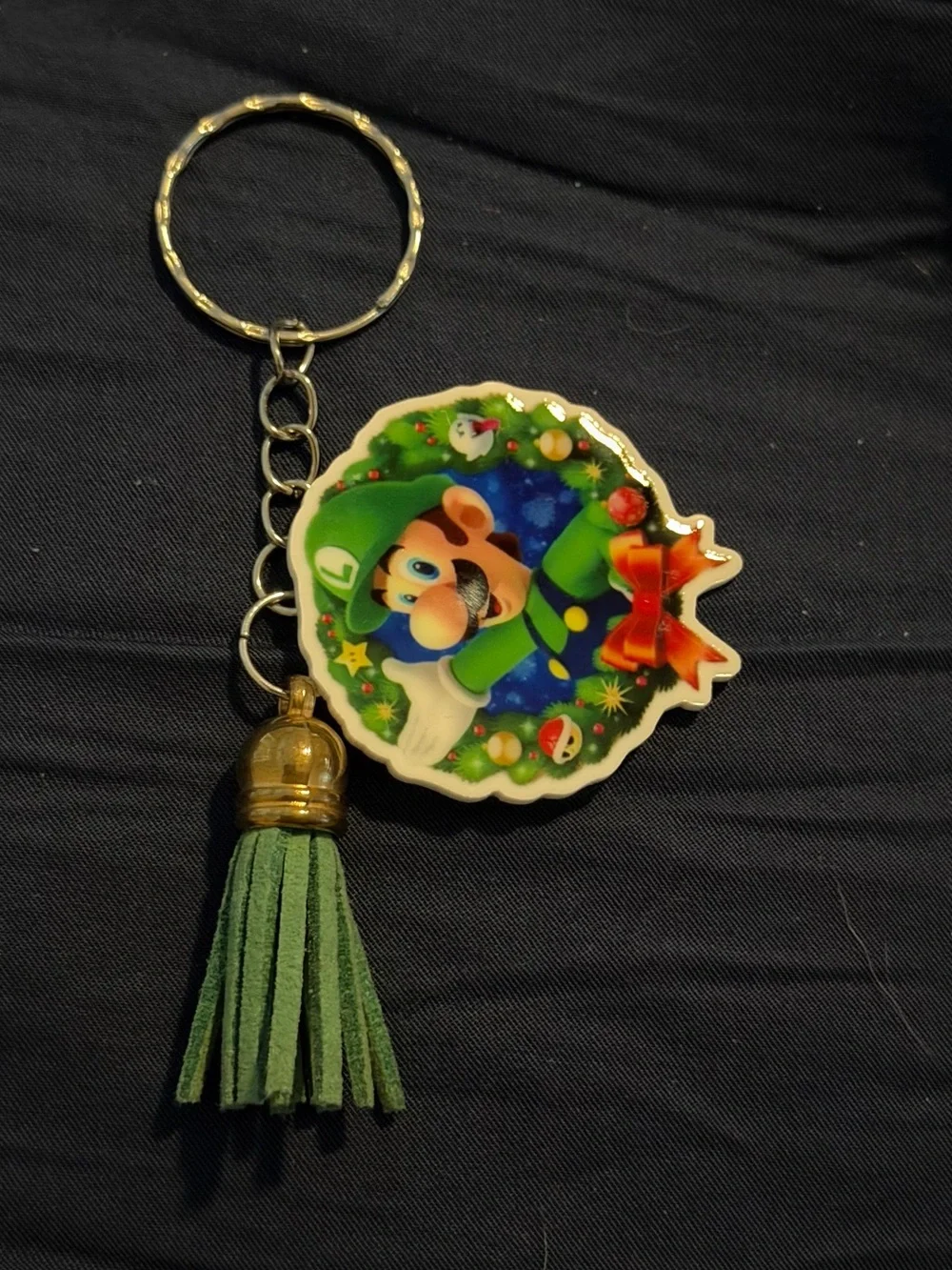 Luigi Green Holiday Tassel Keychain - Unbranded